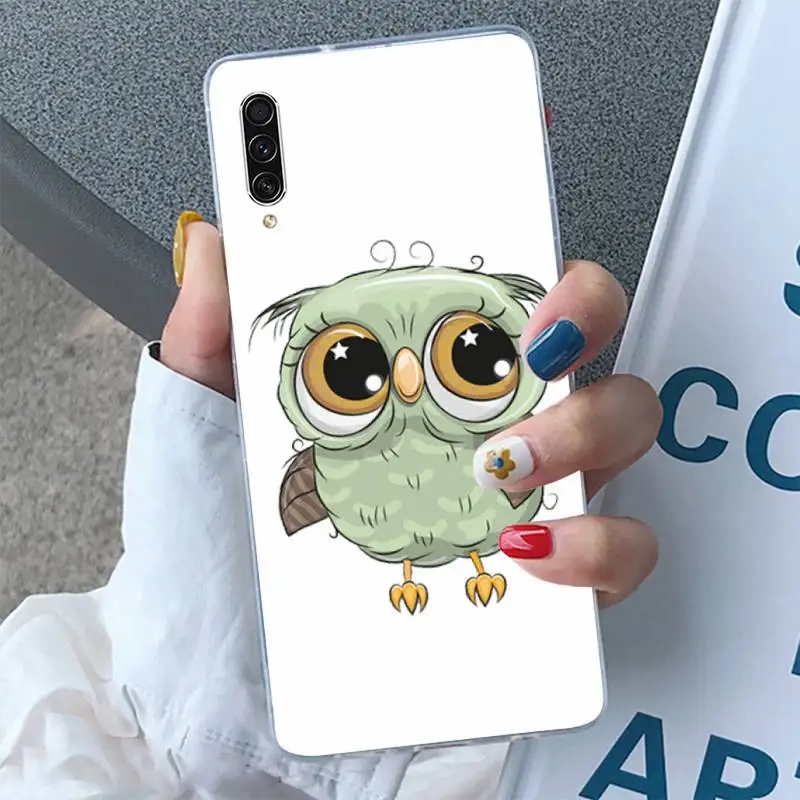 

Cartoon Cute Owl Girl Gifts Phone Case Transparent for Samsung A 71 51 21S S 20 fe 10 9 8 plus xiaomi 11 redmi note 9 8 s pro