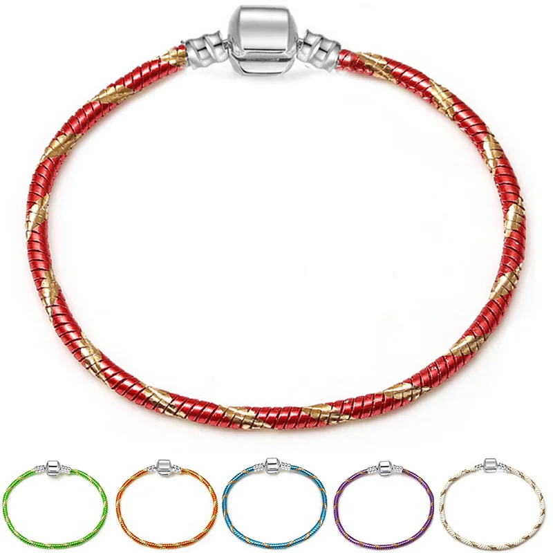 

High Quality Authentic Silver Color Snake Chain Fine Bracelet Fit European Charm Bracelet for Women DIY Jewelry Making