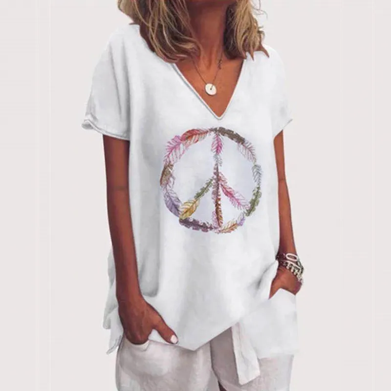 Сексуальное летнее платье с принтом и короткими рукавами|Футболки| |