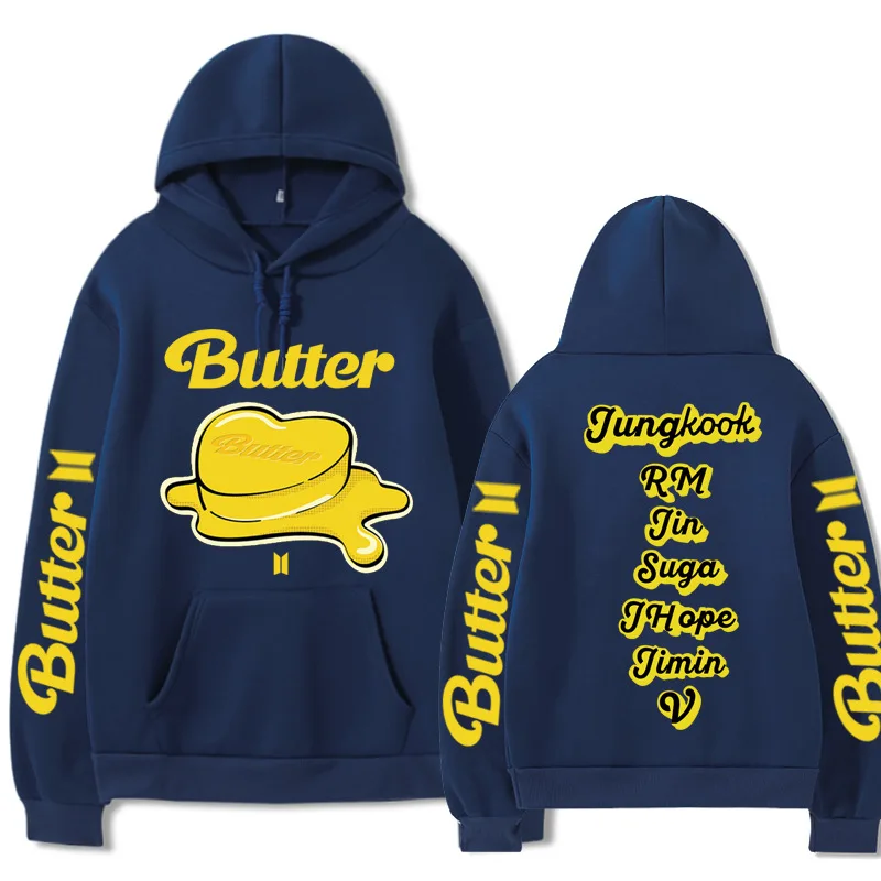 

New Kpop Bangtan Boys Butter Hoodie Men/Women Casual Long Sleeve Harajuku Sweatshirt Unisex Streetwear Pullover Loose Tees Tops
