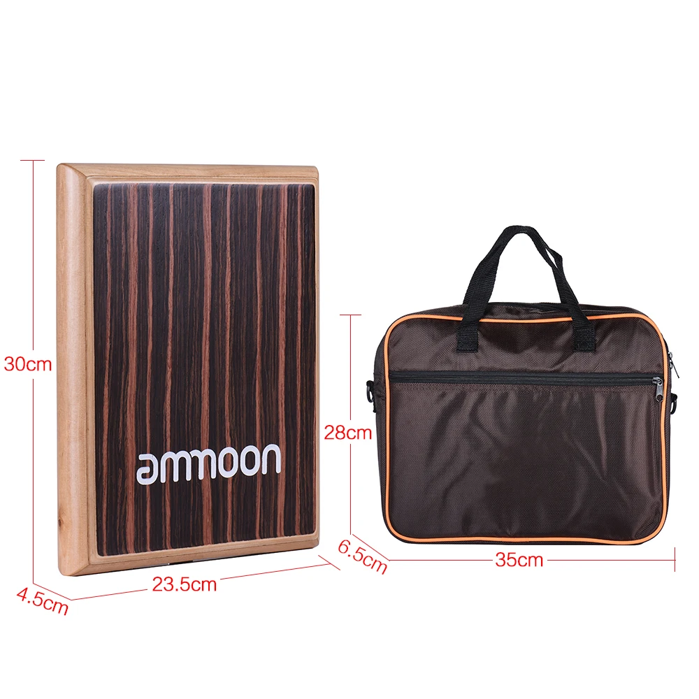 

ammoon Cajon Drum Compact Travel Box Drum Cajon Flat Hand Drum Cajon Drum with Adjustable Strings Carrying Bag Drum Accessories