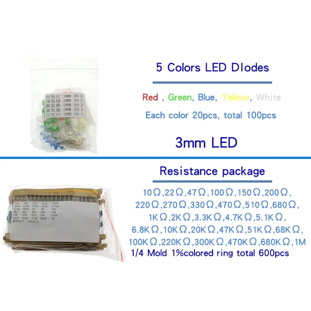 

1390 Pcs/set Electronic Components Basic Starter Kit Led Diode Transistor Capacitor Resistance Potentiometer Components Kits