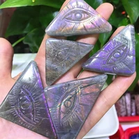 natural purple flashing labradorite carved triangular evil eye ornaments moon rocks stone figurines chromotherapy gemstones lu