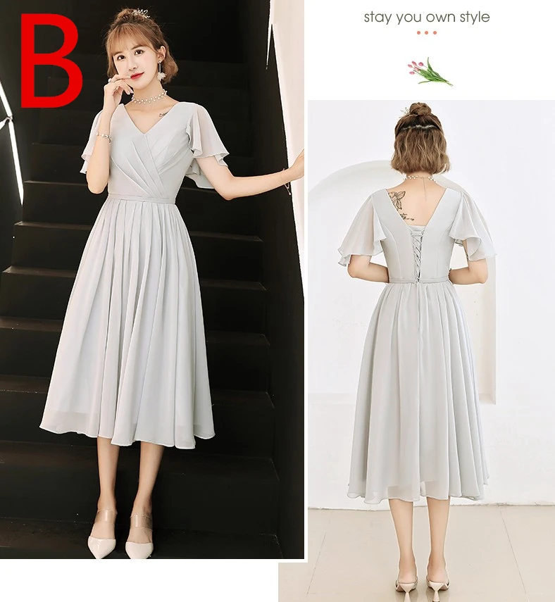 Robe de soiree сексуальные короткие элегантные новые серые шифоновые женские; с открытыми плечами Выпускные платья платье vestido de festa платья W4319