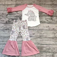 childrens fall baby girl clothing outfits pink elephant girl top with pants kids boutique clothes fornite