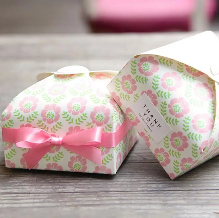 8 шт милые/Kawaii цветочные печатные подарочные коробки для вечеринок сувениры