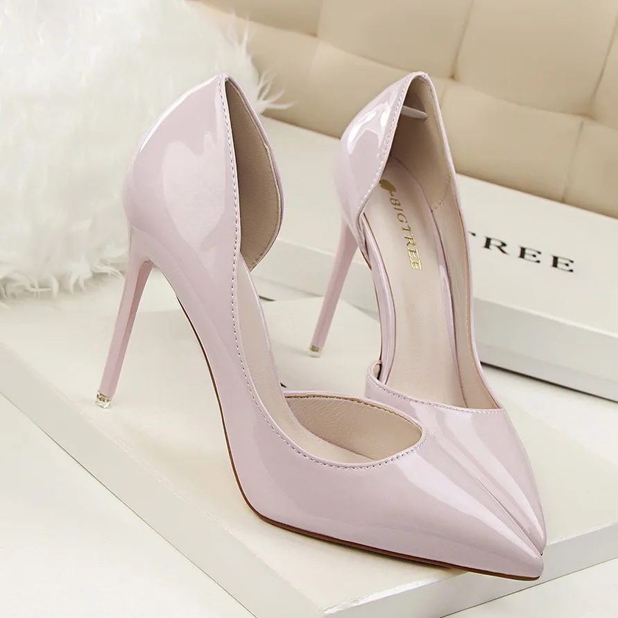 Женские туфли на высоком каблуке простые женские из искусственной кожи тонком