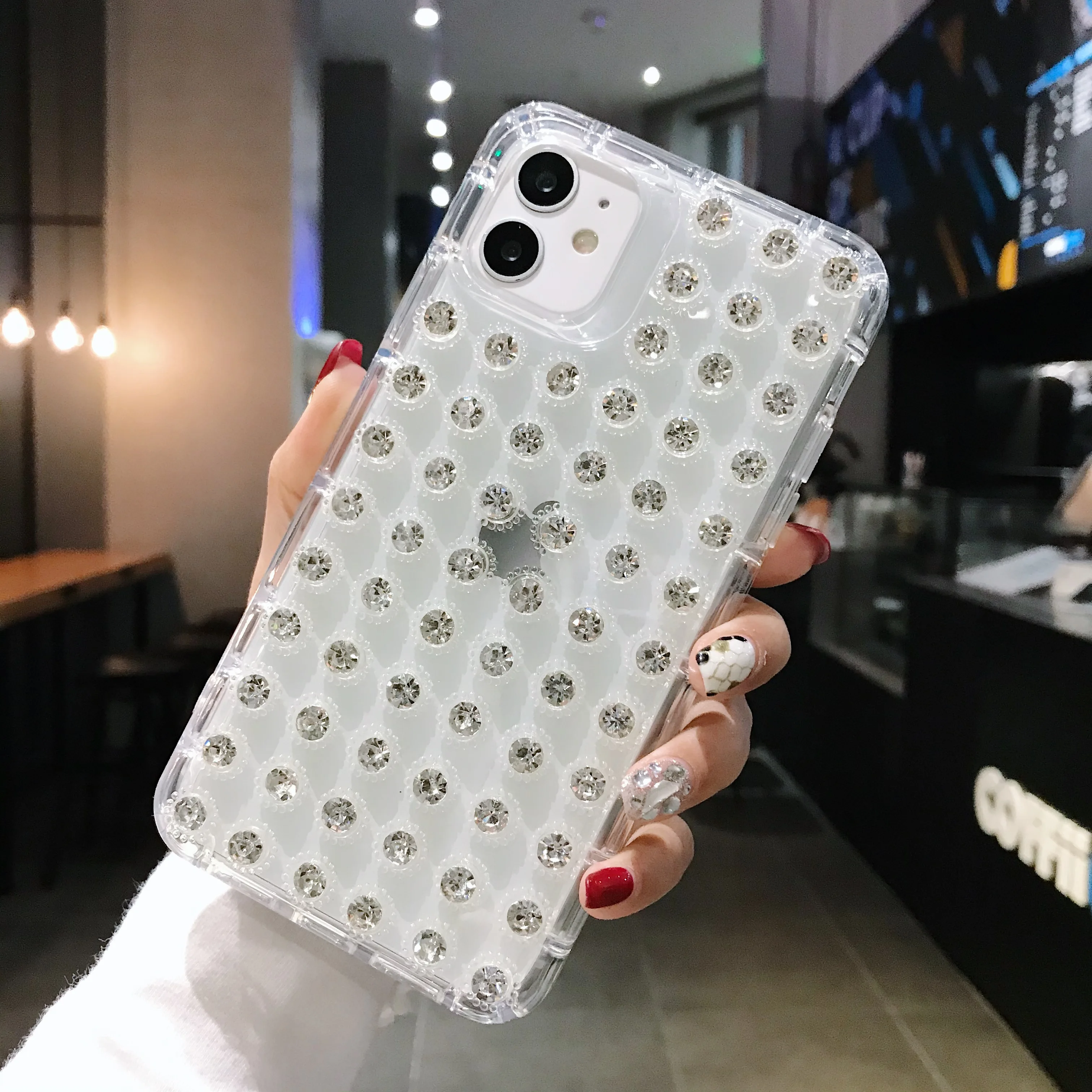 

Big diamond transparent mobile phone case for iPhone 11 Pro X XS Max XR 6 7 8 Plus SE 2020 fashion soft rubber shell new product