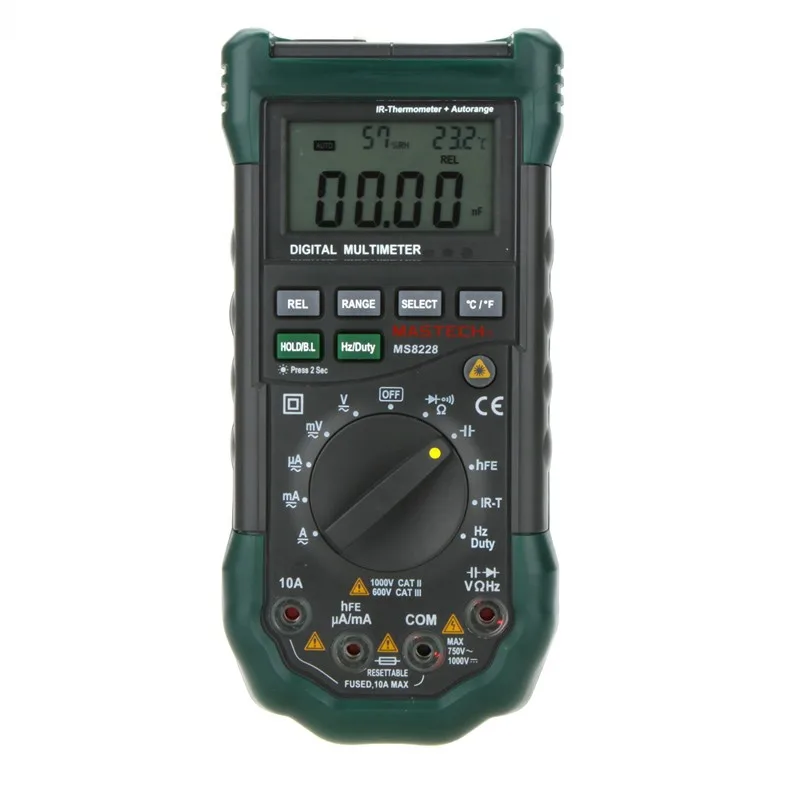 MASTECH MS8228 Автоматический диапазон 4000 отсчетов Цифровой мультиметр Бесконтактный ИК термометр измеритель относительной влажности