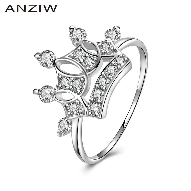 Роскошные бриллиантовые серебряные обручальные кольца с Королевской короной