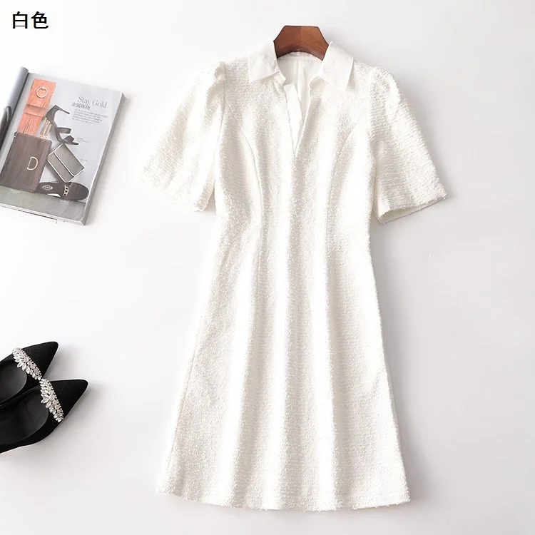 

228473 Dress Mingwei Women's Side Zipper Short Sleeve Lapel Jum