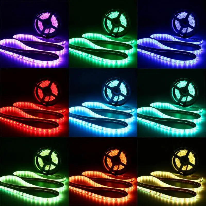 16/20 цветная светодиодная лента RGB 5050 SMD 2835 гибкая светодиодная лента световой полосы RGB 5 м лента DC 12V+ пульт дистанционного управления+ адаптер