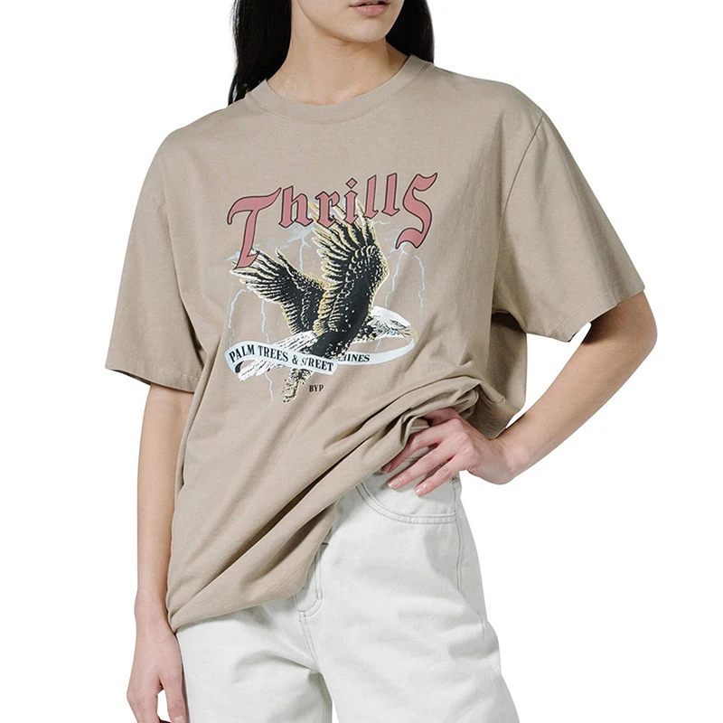 

Khaki Vintage Eagle Graphic T Shirts Women Summer Oversized Tees 2021 New Harajuku Kawaii Clothes for Teens Girls Clothing Women