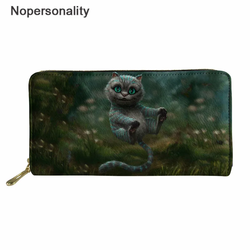L5396Z21 Nopersonality кошелек на молнии Чеширский кошелек с принтом кота женский длинный клатч водонепроницаемый кожаный чехол для денег сумка держатель для кредитных карт - Цвет: L5396Z21