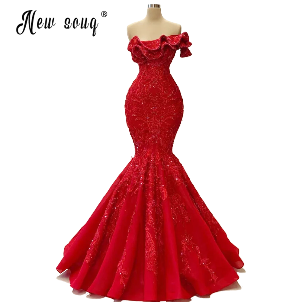 Роскошное красное кружевное вечернее платье с бисером длинное платье-Русалка