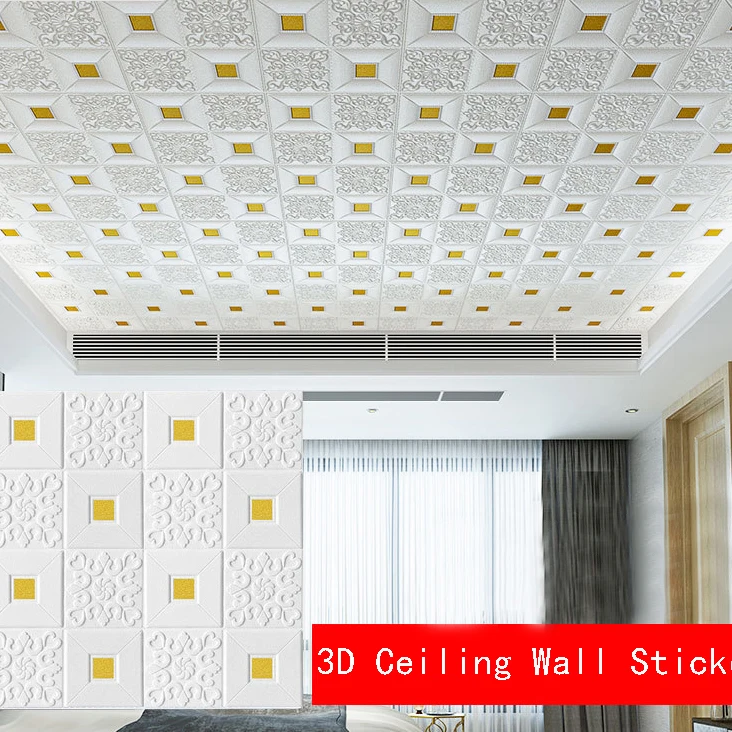 

3D Stereo Wall Stickers Self-adhesive Ceiling Decorative Panels Roof Foam Wallpaper Living Room Home Decor Bedroom TV Background