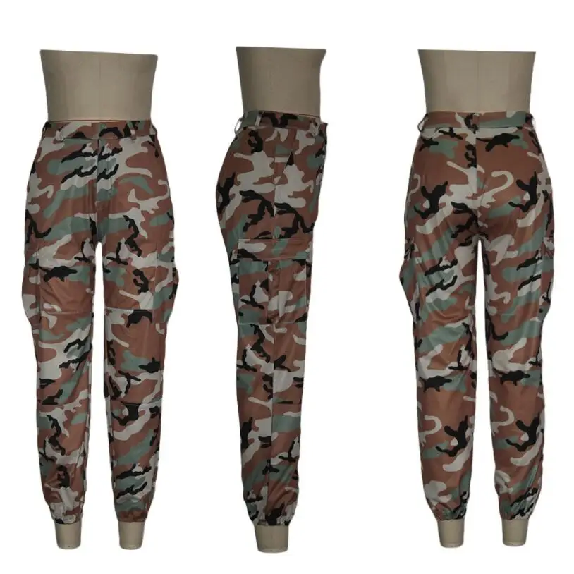 

Women's Camo Cargo Trousers Cool Camouflage Waist Casual Multi Outdoor Jogger Slim Fit Pants