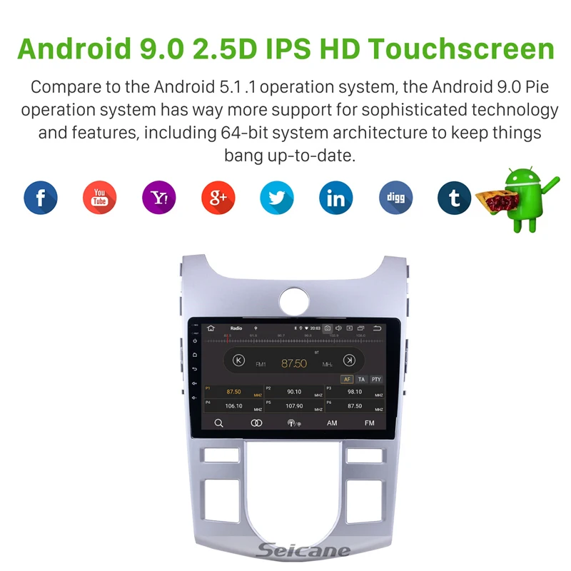 Seicane 9" Android 10.0 Radio DVD Player Navigation System For 2008 2009 2010 2011 2012 KIA FORTE (AT) With Bluetooth Wifi 3G |