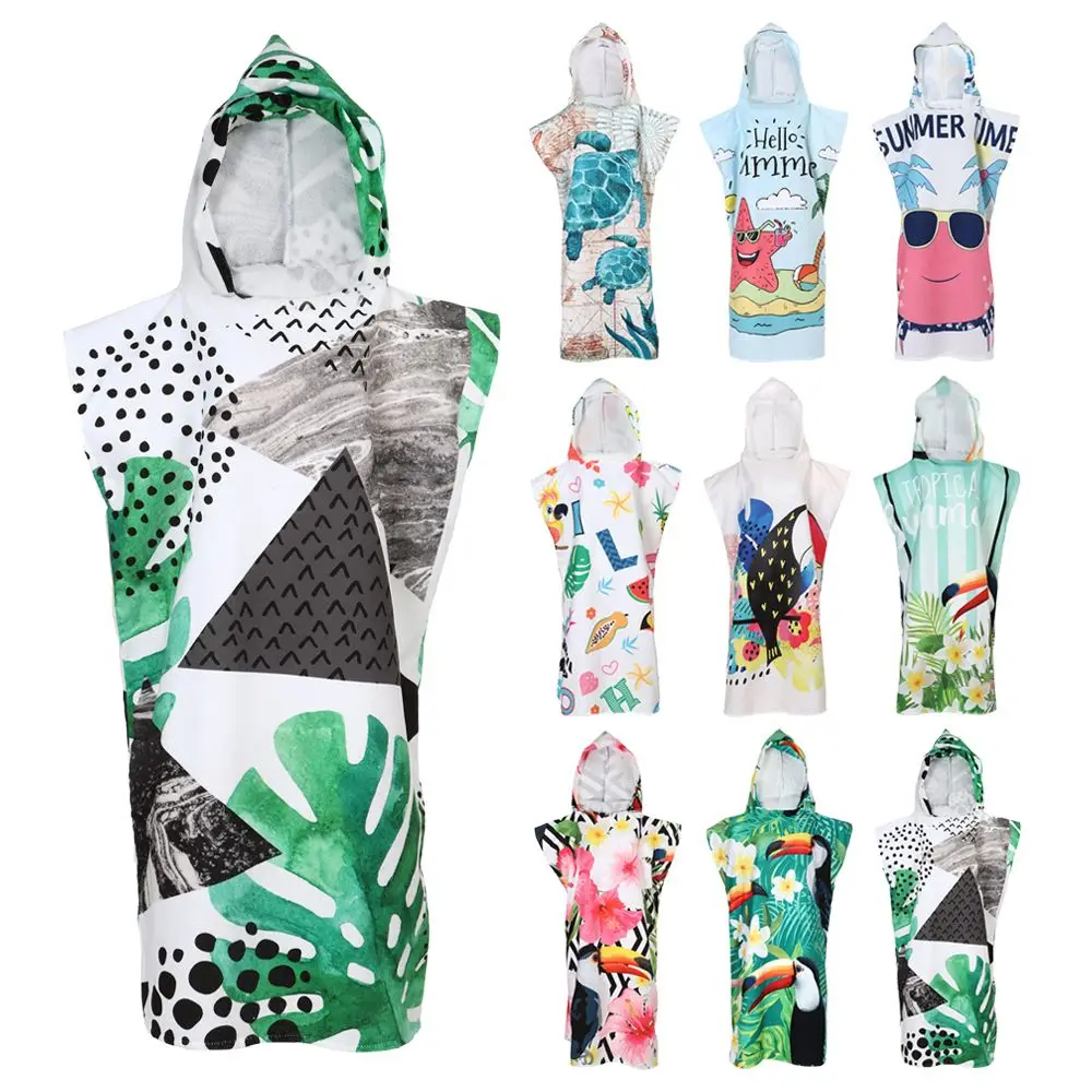 

Quick-Dry Unisex Women Men Fashion Summer Dress Bathrobe Beach Changing Towel Towel Robe Surf Poncho Hooded Wetsuit