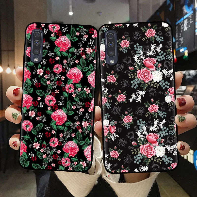 Тропический цветочный чехол для телефона мягкий из ТПУ Samsung A10 A20 A30 A40 A50 A70 A51 A71 A6 A7