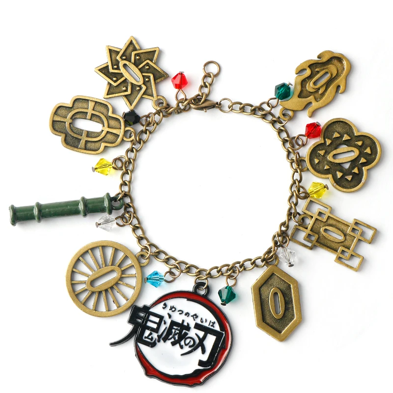 

Anime Anime Demon Slayer symbol Kimetsu no Yaiba Charm Bracelet Kamado Tanjirou Metal Bangles Wristbands Jewelry For Men Women