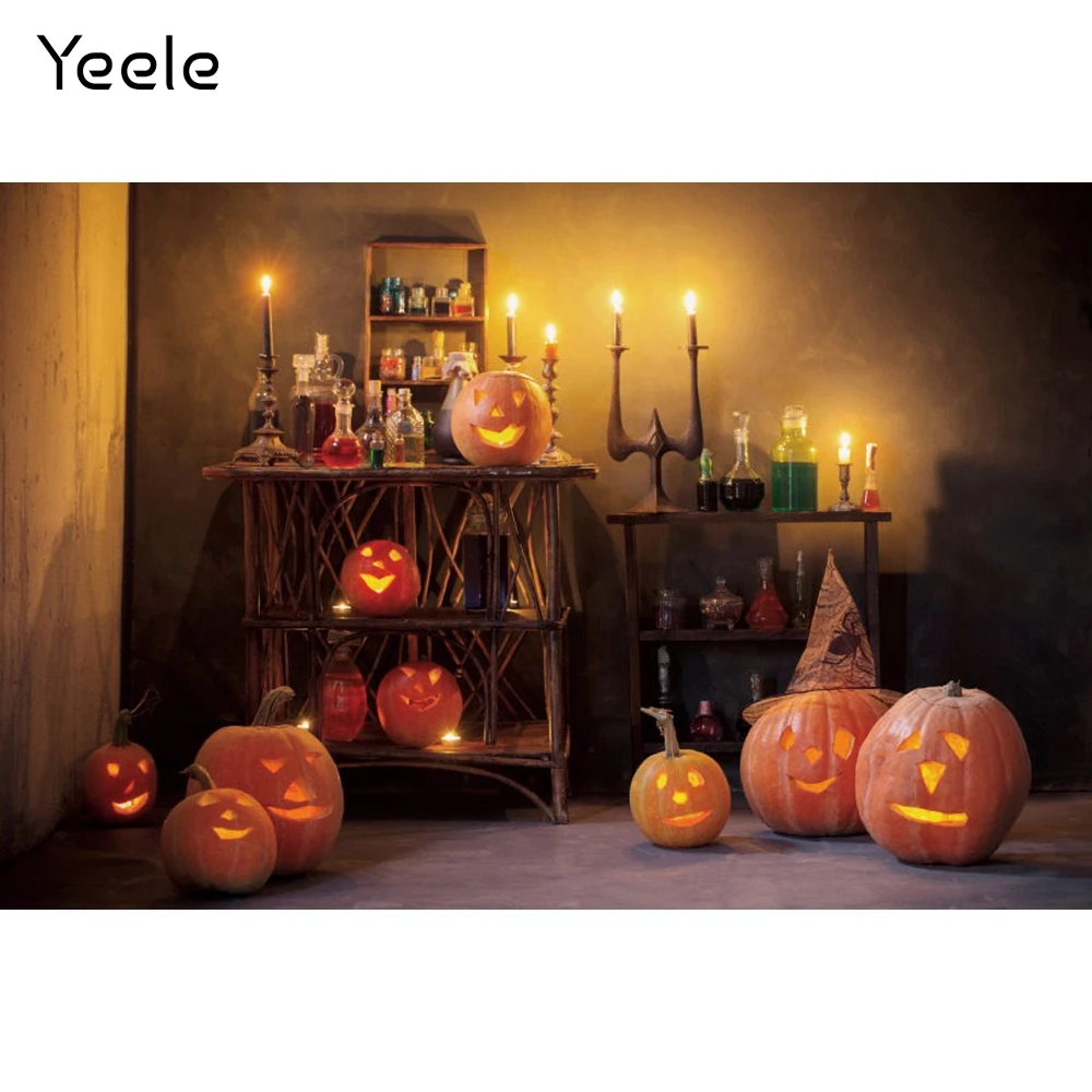 

Фоны Yeele для Хэллоуина, фотосессия, интерьер, тыква, фонарь, подсвечник, бутылка, фон для фотосъемки в фотостудии
