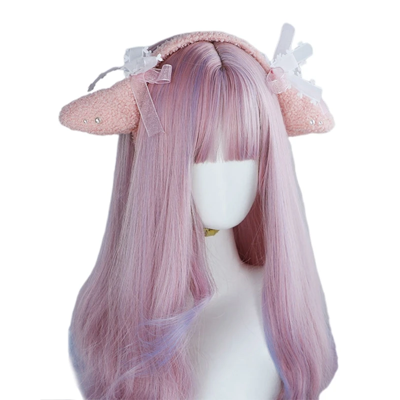 Повязка на голову для косплея с ушками ягненка бантом плюшевые овечьи уши