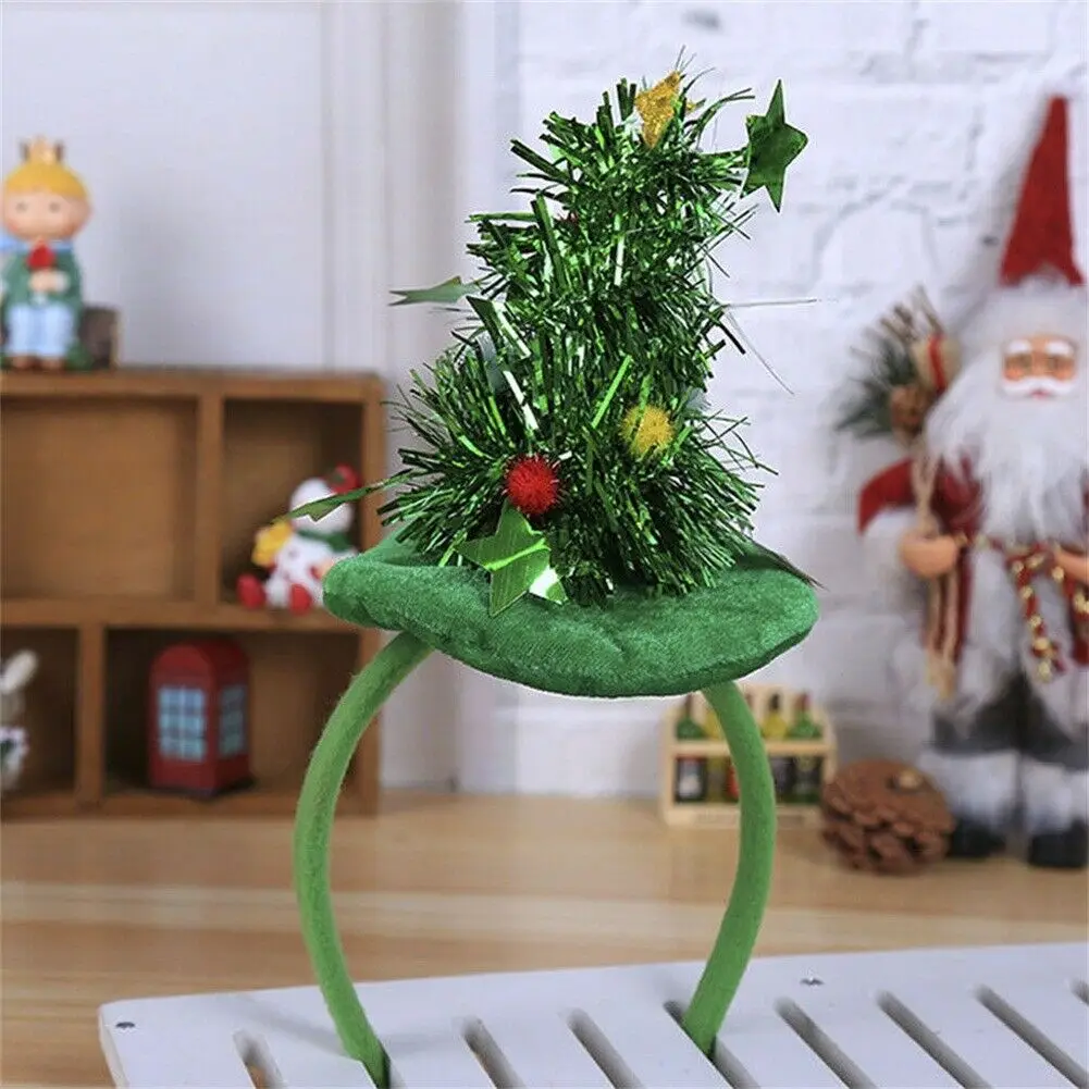 Green Christmas Tree Лидер продаж, 1 шт., рождественские повязки на голову, шапка Санта-оленьи рога, Рождественский детский ободок для взрослых, повязка на голову, наголовный обруч ободок для вечеринки - Цвет: Green Christmas Tree