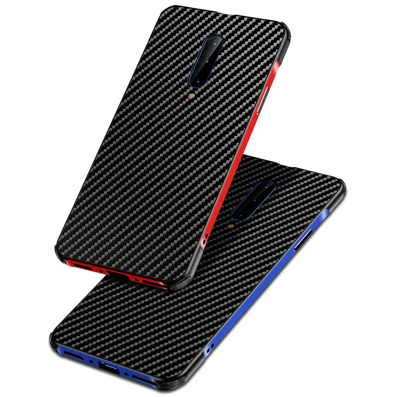 Чехол из углеродного волокна Oneplus 7 Pro PC + Алюминиевый металлический бампер чехол
