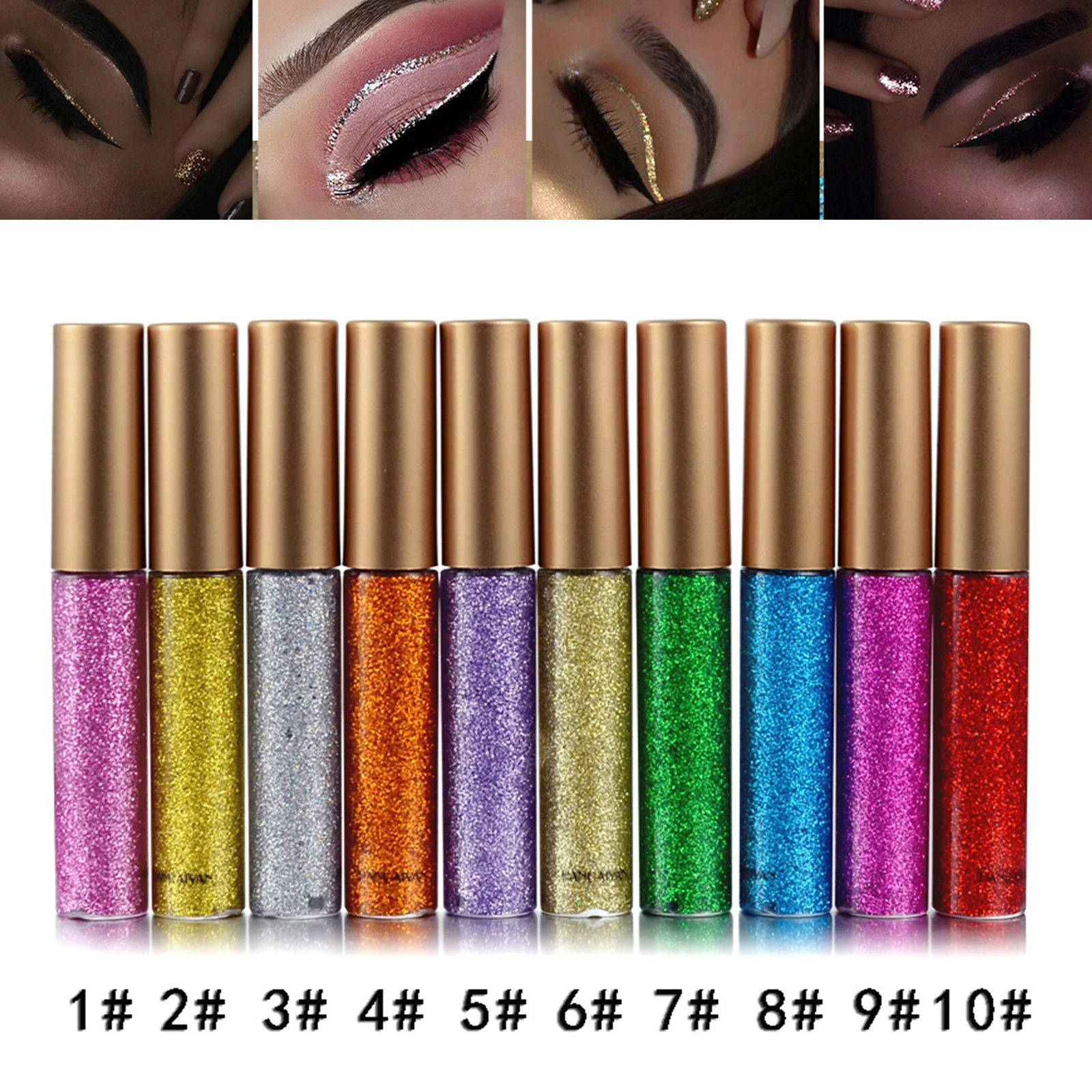 

10 Colors Liquid Glitter Eyeliner Metallic Shimmer Eyeshadow Eye Shadow Colorful High Pigmented Sparkling Makeup Kit