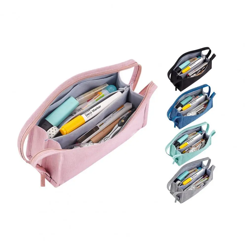 

Double Face Pencil Bag Pen Case Special Macaron Color Dual Side Canvas Storage Pouch Stationery School Travel Gift