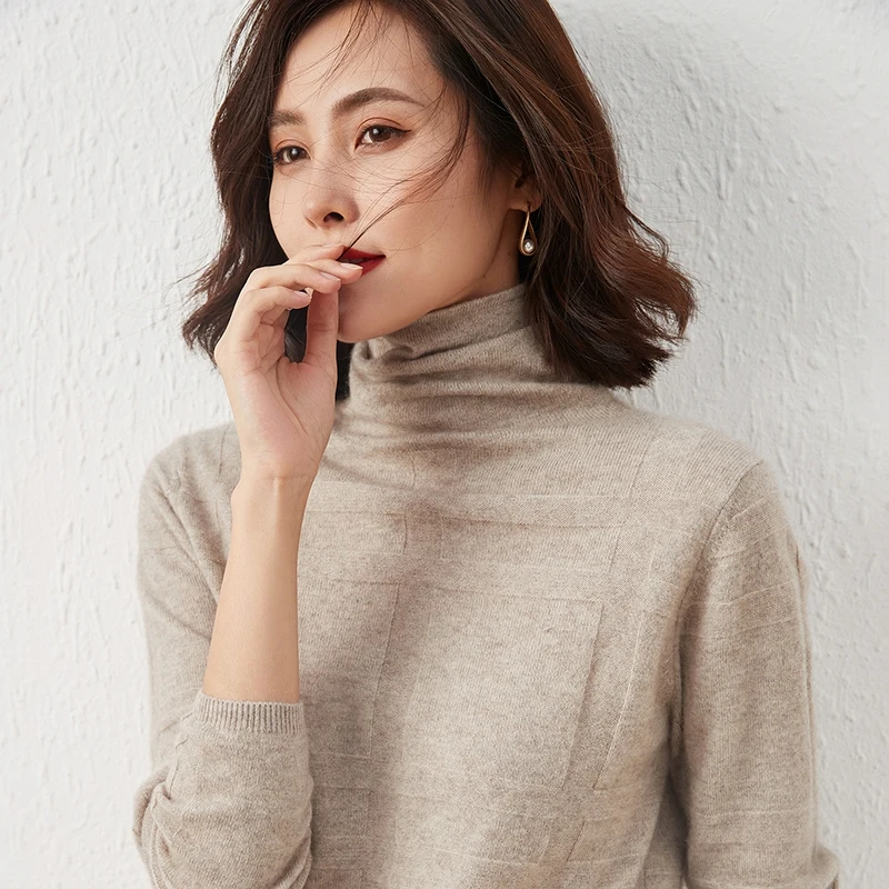 

2021 Women 100% Pure Cashmere Turtleneck Sweater Pullover Autumn Winter Basic Jumper For Female Soft Shirt Girl Clothes 5Colors