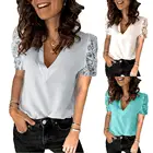 Женская блузка с коротким рукавом и V-образным вырезом, размеры до 5XL