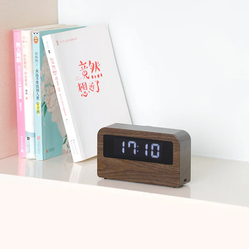 

LED Digital Clock Colorful Atmosphere Night Light LED Wooden Table Electronic Desktop Clocks Bedroom Night Light Home Decor