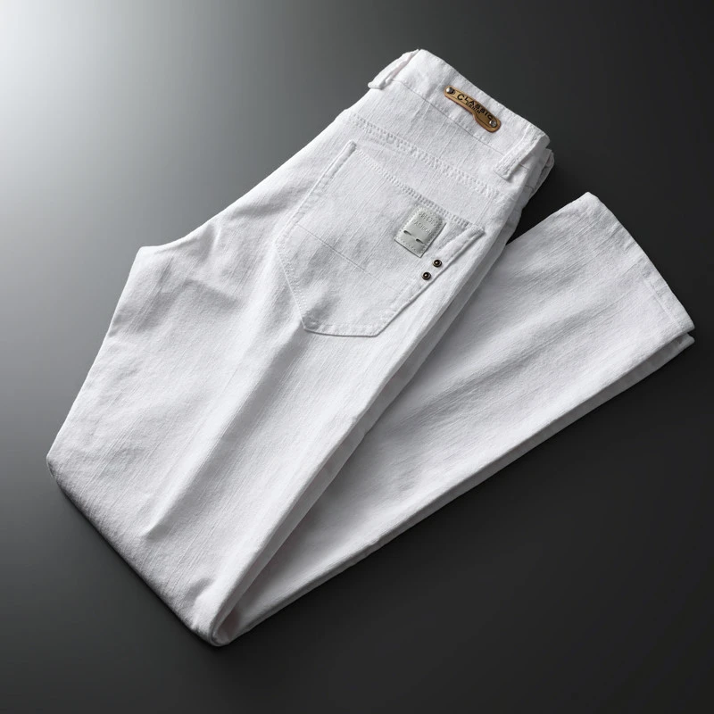 Хорошее качество белые обтягивающие джинсы мужские весенние летние Осенние