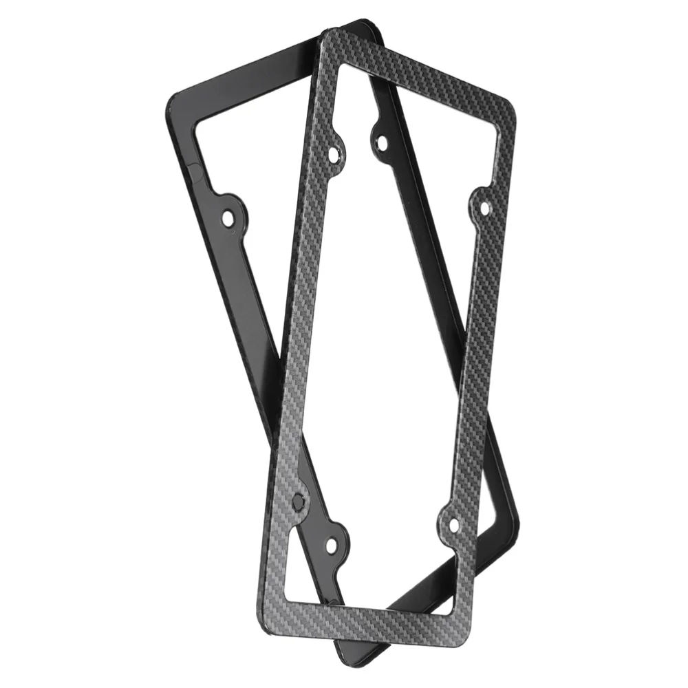 

2pcs Genuine Carbon Fiber 4 Holes Silm License Plate Frame Tag Cover UV Resistant Glossy Finish