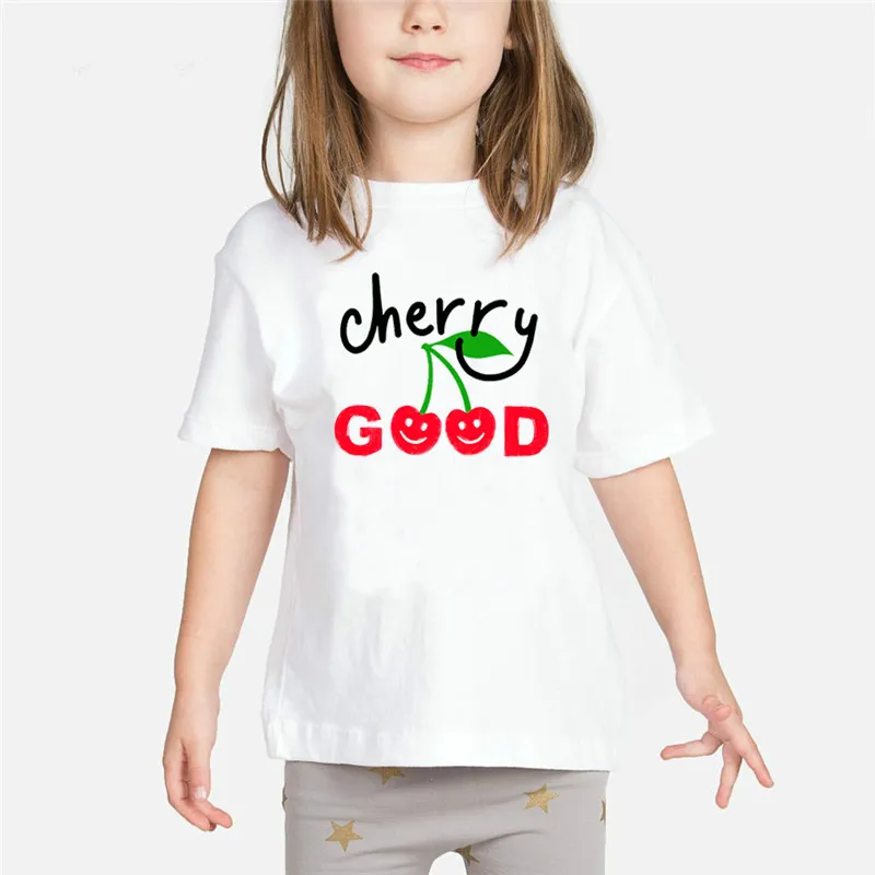 Одежда для маленьких девочек Футболка с принтом 2019 детская одежда милый Вишневый