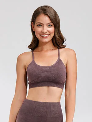 Women Frosted Retro Seamless Fitness Workout Sports Bras Push Up Athletic Joggers Sports Bras Top Hollow Out Padded Gym Yoga Bra - Цвет: Фиолетовый