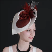 white color ladies wedding hair fascinator hat with fancy feather on head band for women party race headwear 2020 new arrival