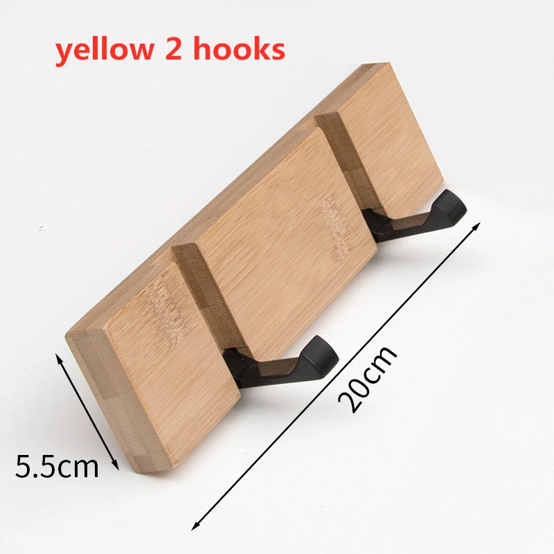 Natural color 2 hook Держатель Стойки цинковый сплав Складная Дверь настенное крепление деревянная вешалка для пальто и шляп крюк - Цвет: Natural color 2 hook