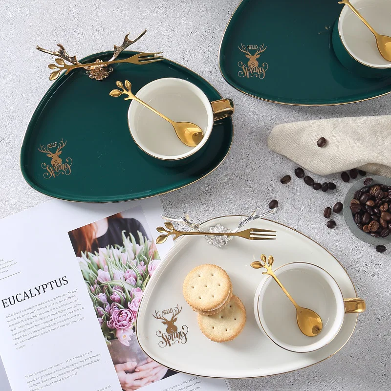 Европейская роскошная керамическая офисная кофейная чашка и блюдце набор