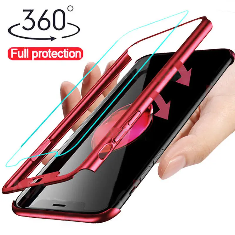 Red Роскошные 360 Полный чехол для телефона для Galaxy Note 10 9 8 A70 A60 A50 A40 A30 A7 A9 M10 20 30 противоударный чехол S10 S10e 9 8 Fundas Capa - Цвет: Red