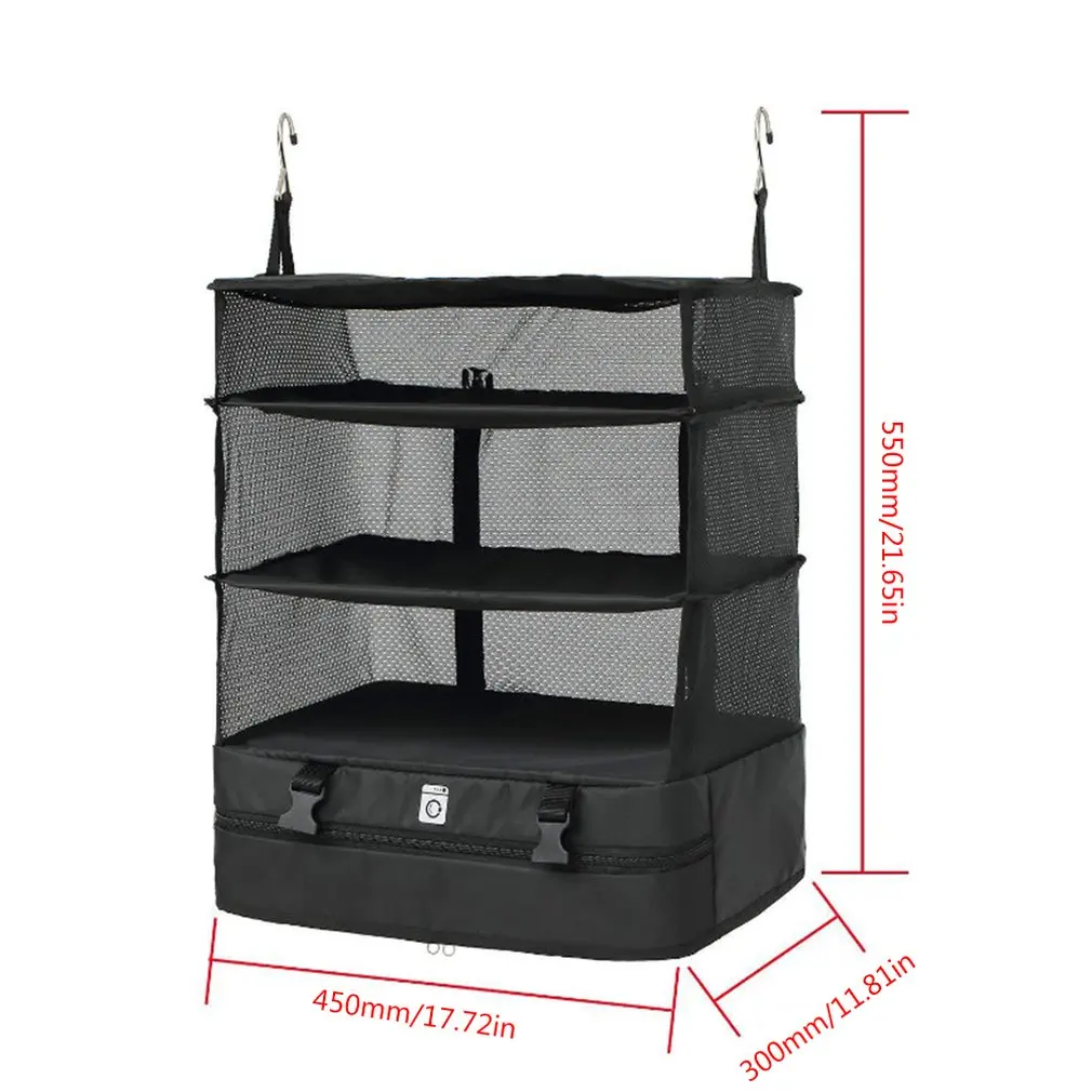 

Portable Travel Storage Bag Hook Hanging Organizer Wardrobe Clothes Storage Rack Holder Travel Suitcase Shelves