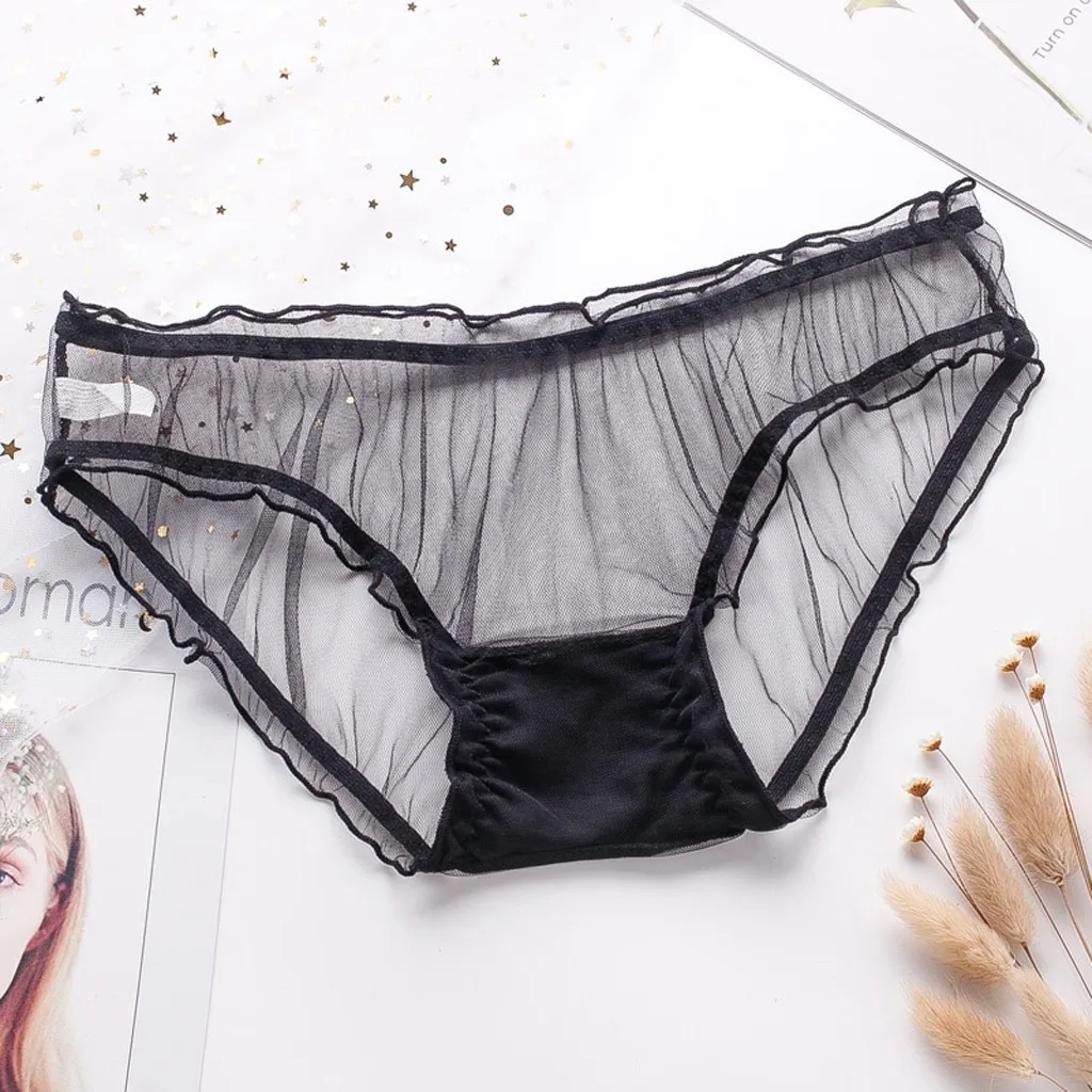 

Hollow Sexy Lingerie Women Panties See Through Lace Underwear Women Seamless Erotic Underpant Solid Transparent Brief Lingerie