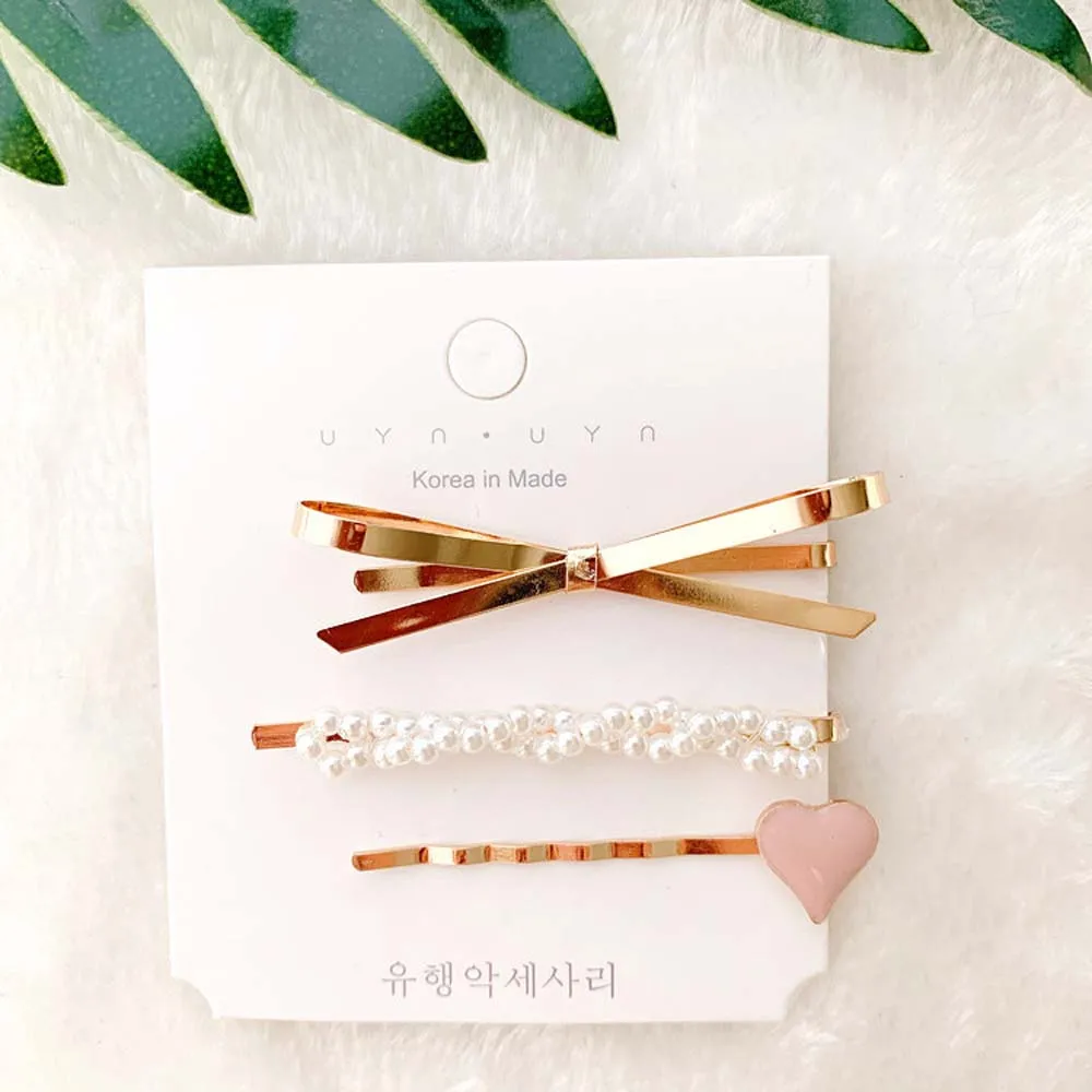 3 шт. Элегантные Заколки для волос с бантом девочек имитация жемчуга заколки из