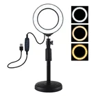 Фон для фотосъемки студийный светодиодный селфи кольцо светильник видео светильник с регулируемой яркостью, USB, кольцевая лампа с круглая скобка для макияжа Youtube 3200-6500k