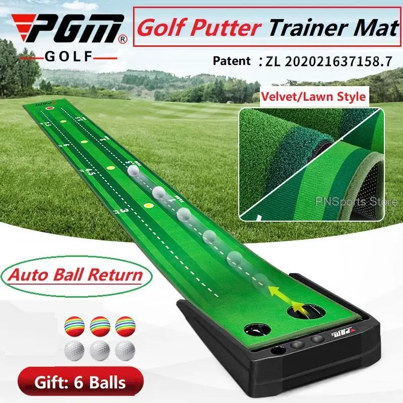 Pgm 3M Golf Putting Mat With Automatic Ball Return Golf Putter Trainer Non-Slip Golf Practice Indoor Outdoor Golfer Training Aid