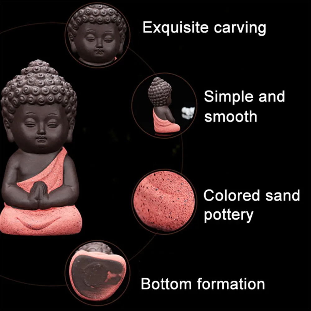 Прекрасная керамическая фигурка маленького монаха домашний декор статуя будды