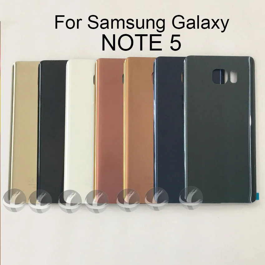 Задний стеклянный корпус+ клей для samsung Galaxy NOTE 5 N920 N920F задняя панель Крышка батарейного отсека запасная часть с логотипом