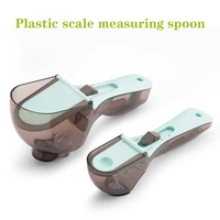 2pcs adjustable measuring spoons with scale plastic measuring seasoning flour scoop cups baking kitchen measuring tool
